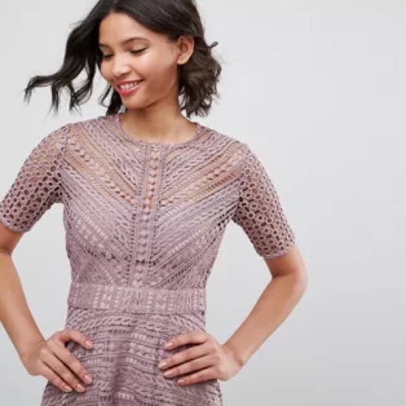 LAST CALL! ASOS Premium Occasion Lace Midi Mink US 0 - Picture 3 of 12